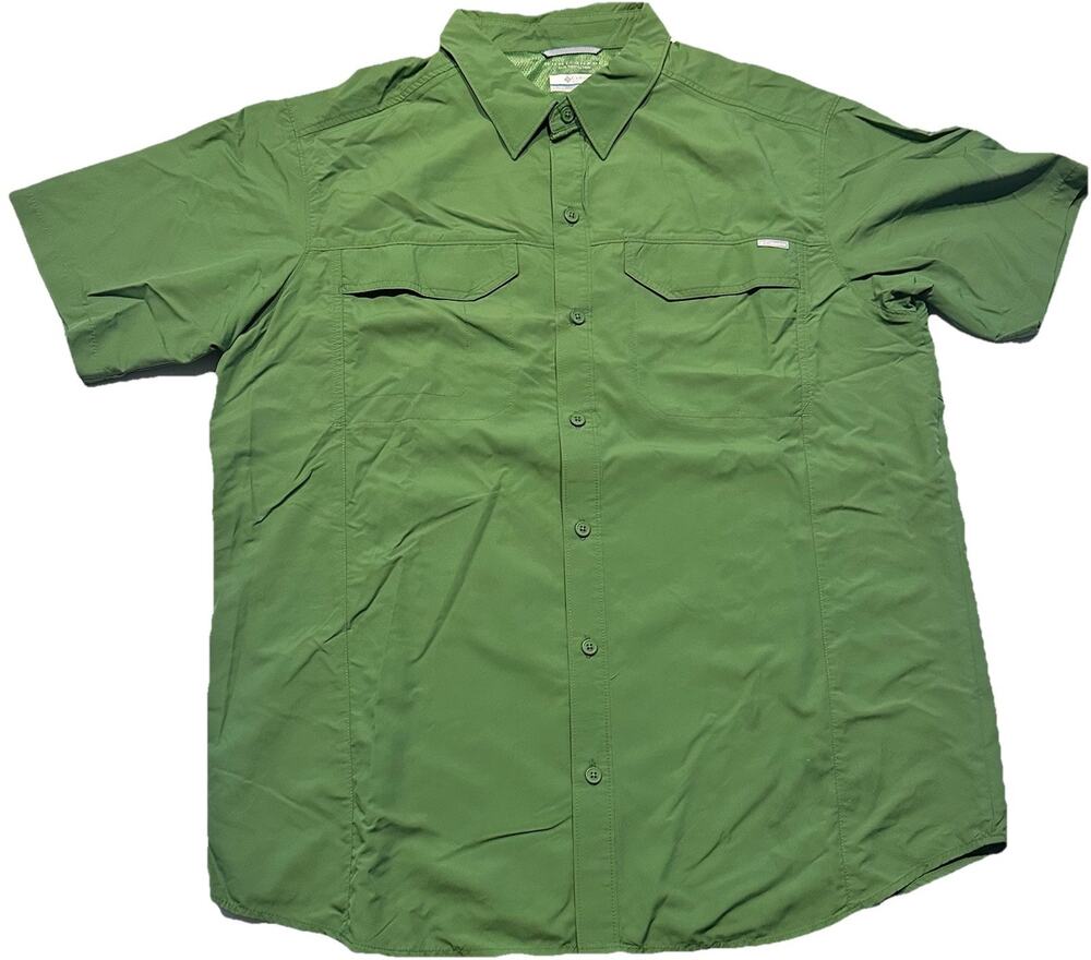 Columbia Button Up Fishing Shirt Adult XL Green Casual Omni-Shade Outdoors Mens